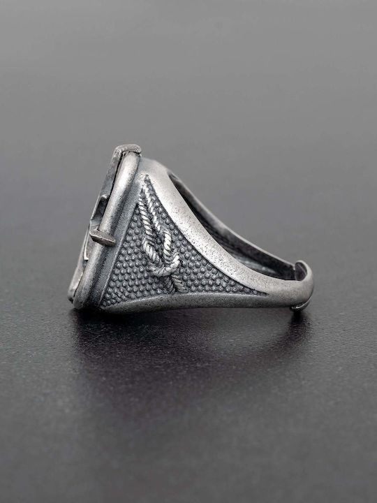 Men's Ring Compass Handmade Silver 925 Size 60