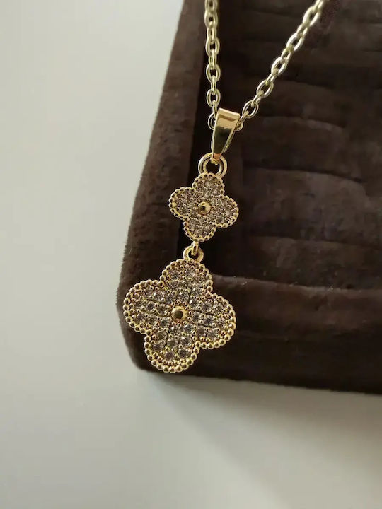 Kinzi Double Necklace Made of Gold Plated Steel