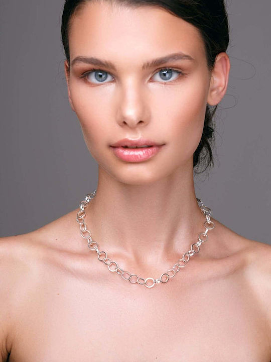 Necklace Hammered Chain Necklace Handmade Black Silver 925 Chain 40cm