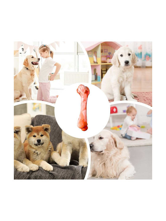 Uncle George Hundespielzeug Knochen Hundemassage aus Gummi Orange 1 Stück