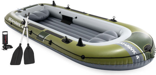 Intex Seahawk 4 Inflatable Boat Green with 2 Paddles & Pump