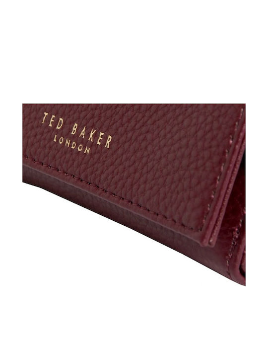 Roosa Rose Detail Large Leather Women's Wallet Burgundy