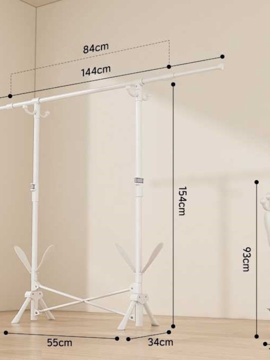 Folding Floor Clothes Drying Rack Made of Metal Black