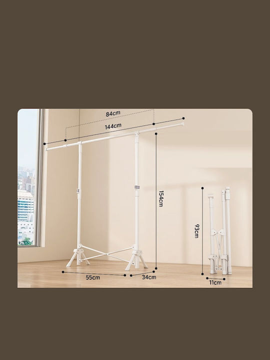 Folding Floor Clothes Drying Rack Made of Metal Black