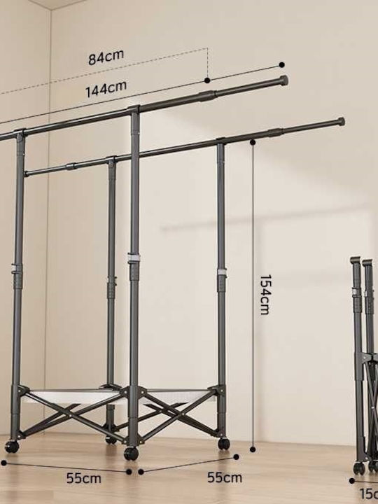 Folding Floor Clothes Drying Rack Made of Metal White