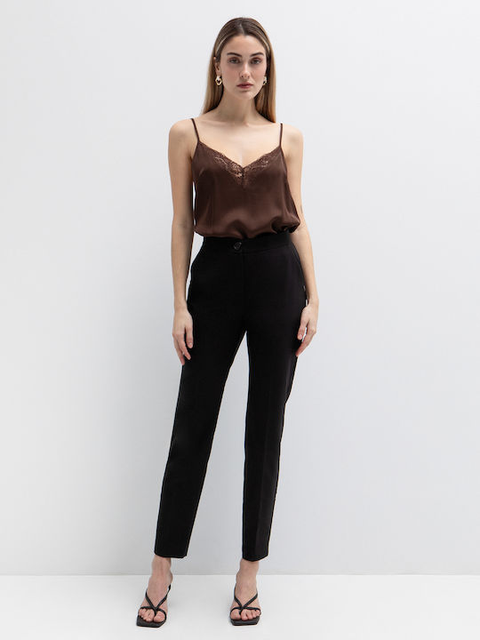 Women's Lingerie Top with Lace Brown