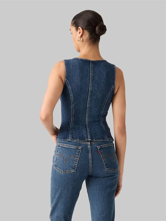 Women's Corset Sleeveless Blue Blouse