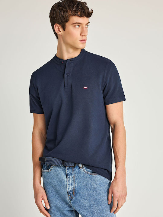 Funky Buddha Polo Bluză Cu Mânecă Scurtă Albastru Marin