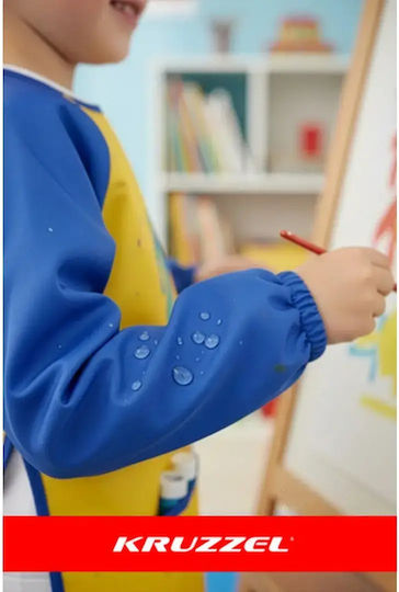 Wasserdichte Kinder Malzubehör Schürze Kruzzel Größe M Gelb Blau