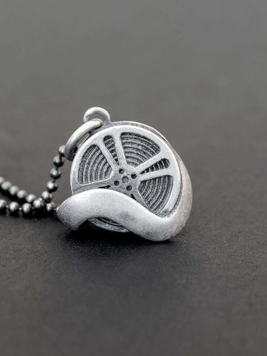 Hängende Charms Herrenkette Film Handgefertigt Silber 925 Kordel Technoderm 50cm