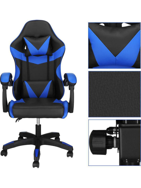 Καρέκλα Gaming Δερματίνης με Ρυθμιζόμενα Μπράτσα Black/Blue