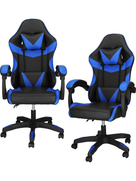 Καρέκλα Gaming Δερματίνης με Ρυθμιζόμενα Μπράτσα Black/Blue