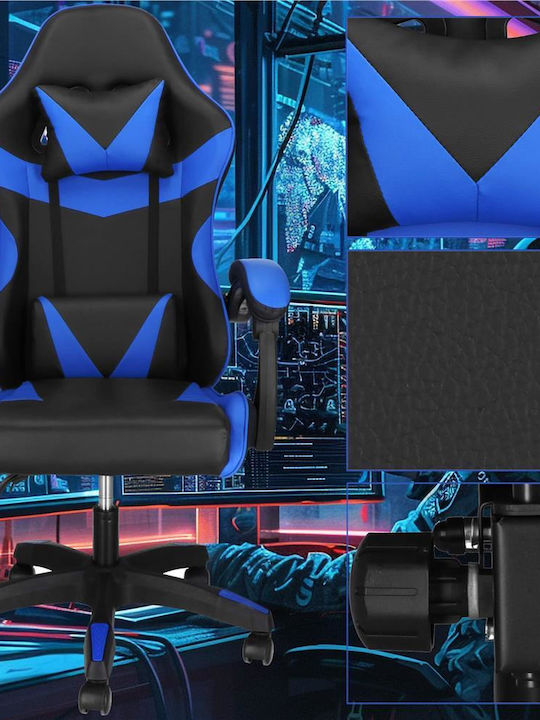Καρέκλα Gaming Δερματίνης με Ρυθμιζόμενα Μπράτσα Black/Blue