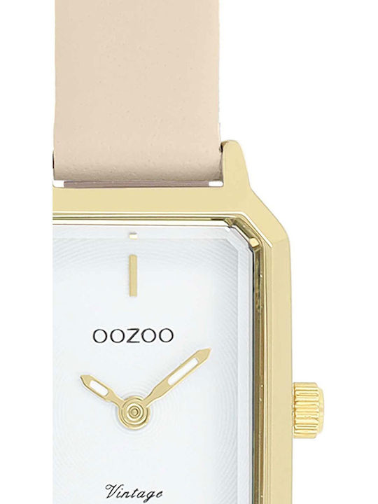 Oozoo Strap Γυναικείο Ρολόι 21mm Μπαταρίας με Μπεζ Δερμάτινο Λουράκι