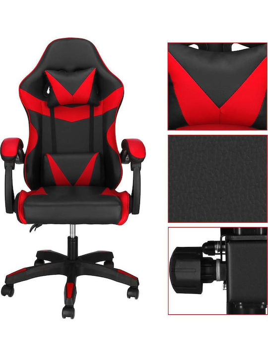 Gaming Chair Artificial Leather with Adjustable Arms Red