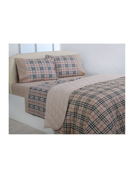 Silk Fashion Silk Fashion Coverlets Set Single Cotton Brown 160x220cm
