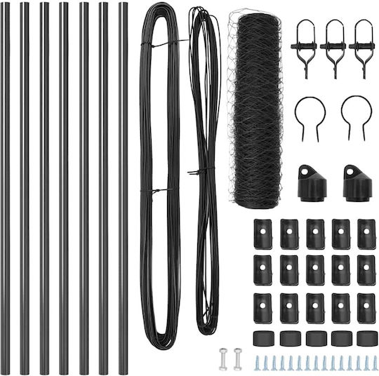 vidaXL Wire Fencing Set Gray 0.8x10m