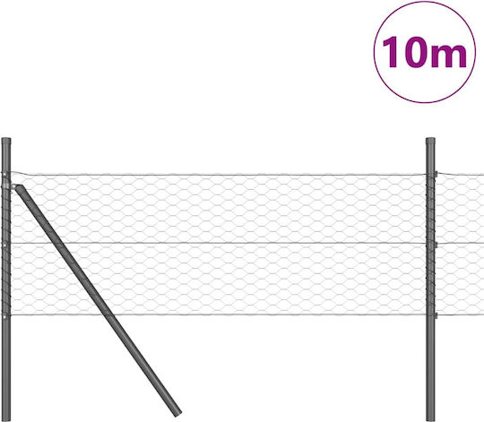 vidaXL Wire Fencing Set Gray 0.8x10m