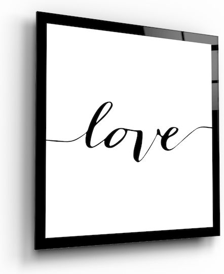 Dreifach Glas Quadrat Set Mit Wort Liebe Schwarz-Weiß (60x60cm)
