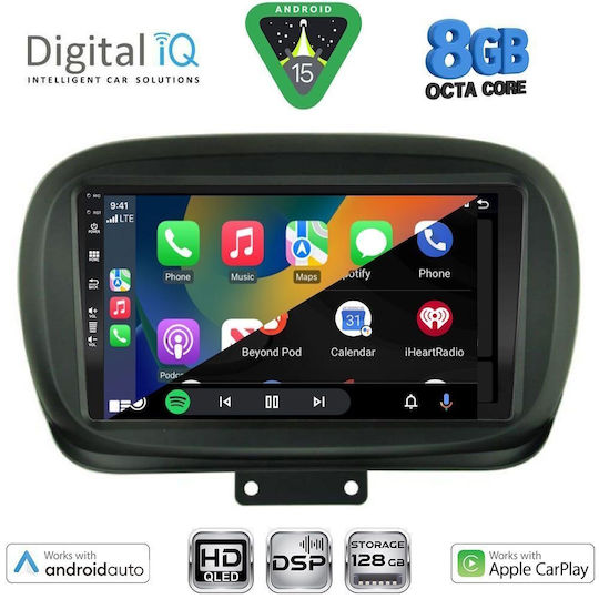 Digital IQ Car Audio System for Fiat 500X 2014-2019 Bluetooth USB Wi-Fi GPS Apple CarPlay Android Auto with 9 Inch Touch Screen DIGITAL IQ BXF 7134 CPAA