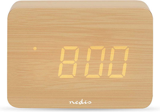 Nedis Масов Дигитален Часовник LED Дървен с Будилник Кафяв CLDK2008BN