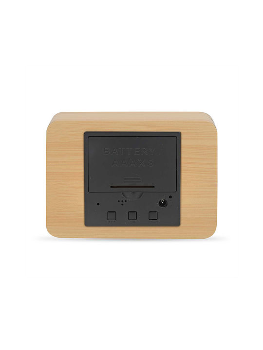 Nedis Tabletop Digital LED Clock Wooden With Brown Alarm Clock CLDK2008BN