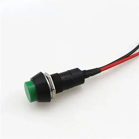 Превключвател Button On Off Ф12 Кабел 12v 24v Зелен