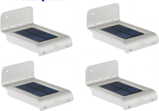 Set 4 Wandmontierte Solarleuchten 2,5W mit Bewegungssensor und Fotowiderstand IP65 13x9cm
