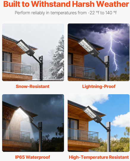 Vevor Solar Street Light 12W 900lm with Motion Sensor Photocell and Remote Control IP65