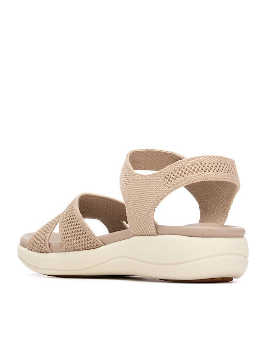 Damen Anatomisch Flache Sandalen Beige