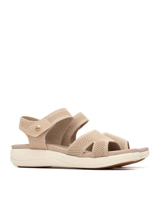 Damen Anatomisch Flache Sandalen Beige