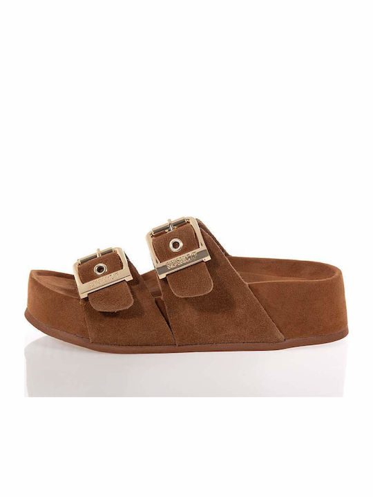 Leather Women's Anatomic Flat Sandals Tabac Brown