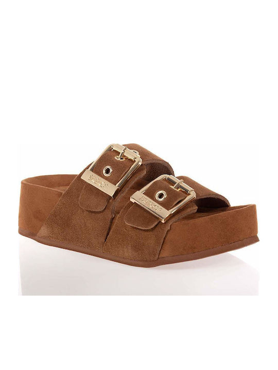 Leather Women's Anatomic Flat Sandals Tabac Brown
