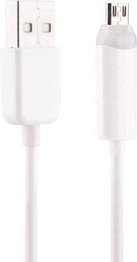 LED USB 2.0 to micro USB Cable Λευκό 1m (SAS0538W)