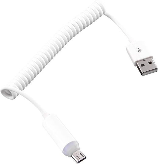 LED USB 2.0 to micro USB Cable Λευκό 1m (SAS0538W)