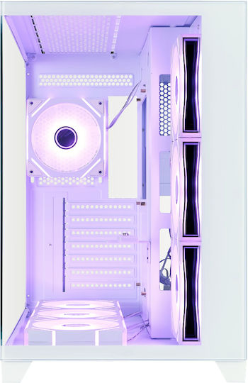 1STPLAYER Megaview MV8 Gaming Midi Tower Κουτί Υπολογιστή με Πλαϊνό Παράθυρο και ARGB Φωτισμό Λευκό