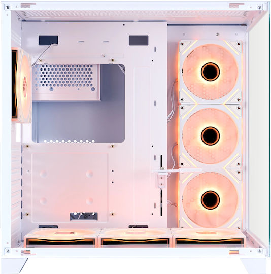 1STPLAYER Megaview MV8 Gaming Midi Tower Κουτί Υπολογιστή με Πλαϊνό Παράθυρο και ARGB Φωτισμό Λευκό