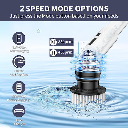 SPV SPV-586-FJFI Plastic Rotating Cleaning Brush with Handle for Toilet White