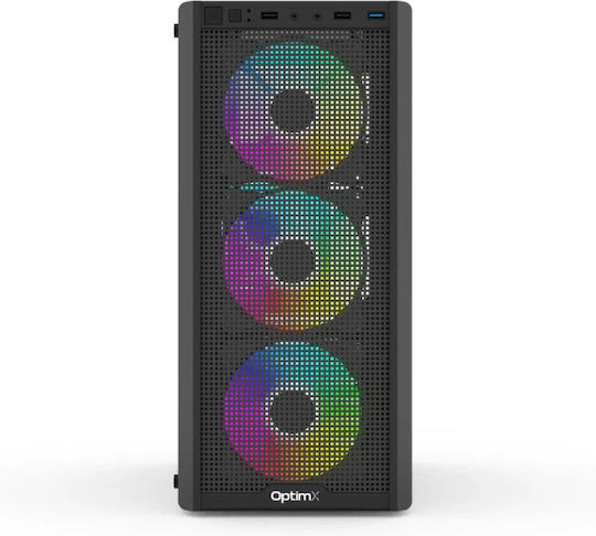 Prime-ATX-4XRGB Gaming Midi Tower Computer Case with ARGB Lighting Black