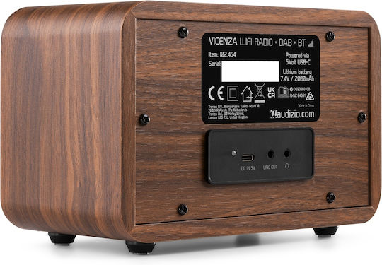 Audizio Vicenza Επιτραπέζιο Ραδιόφωνο Επαναφορτιζόμενο DAB+ με Bluetooth και USB Wood