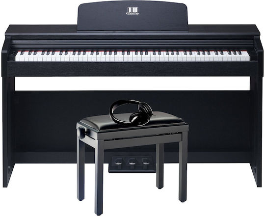 Klavier Elektrisch Aufrecht Klavier UP88 II Set mit 88 Gewichtet Tasten und Anschluss an Kopfhörer Schwarz