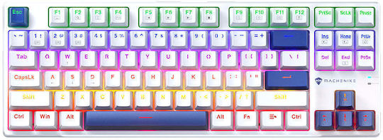 Machenike K500B-B87 Gaming Mechanical Keyboard Tenkeyless with Custom Red Switches and RGB Lighting English US White