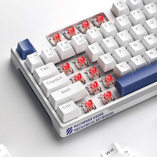 Machenike K500B-B87 Gaming Mechanical Keyboard Tenkeyless with Custom Red Switches and RGB Lighting English US White