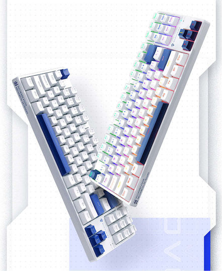 Machenike K500B-B87 Gaming Mechanical Keyboard Tenkeyless with Custom Red Switches and RGB Lighting English US White