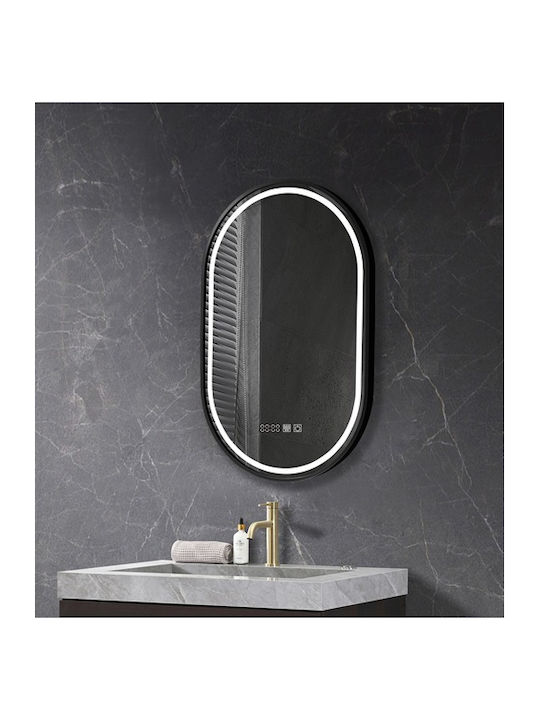 Огледало За Баня LED Touch Mirrorlux Helios S-4971b Овално 900х600мм Черно
