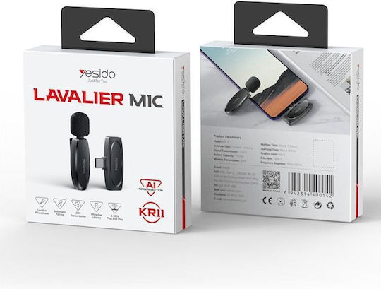 Yesido KR14 MEMS Σετ Ασύρματο Μικρόφωνο Clip On για Κινητό