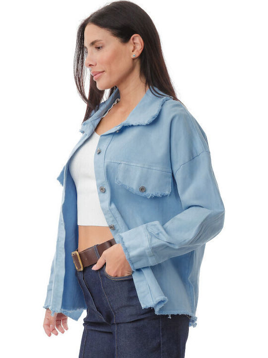 Damen Jean Jacke Hellblau