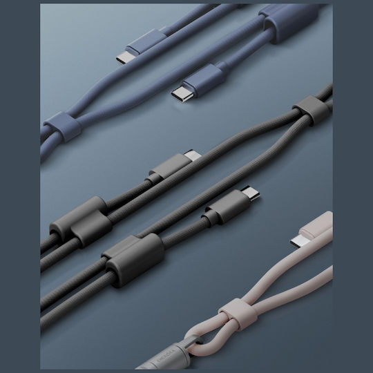 Energea Плетен USB 2.0 Кабел USB-C Мъжки - USB-C 240W Захранване (PD) Син 1.5м