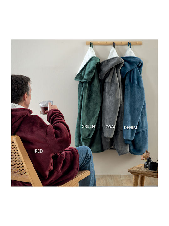 Palamaiki Huhu Κουβέρτα Fleece με Μανίκια 90x100εκ. Khaki