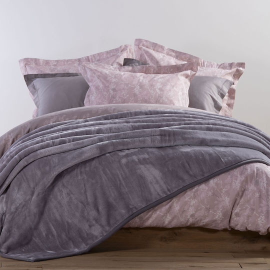 Nef-Nef Homeware Loft Одеяло Кадифе Двойно 220x240см Светлосиво